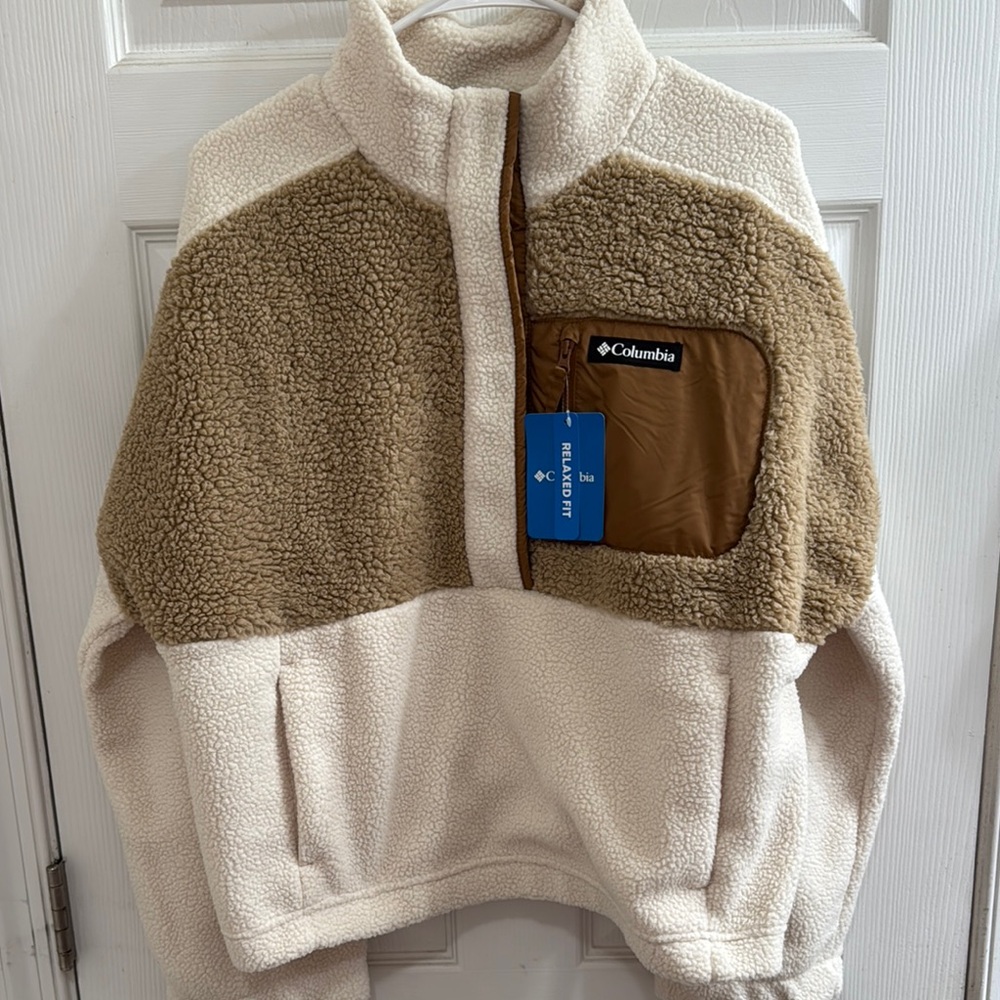 Columbia Sherpa Fleece Jacket - Cream and Brown